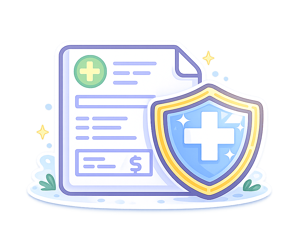 Medical Payments Coverage Medical bill protected by a healthcare shield.