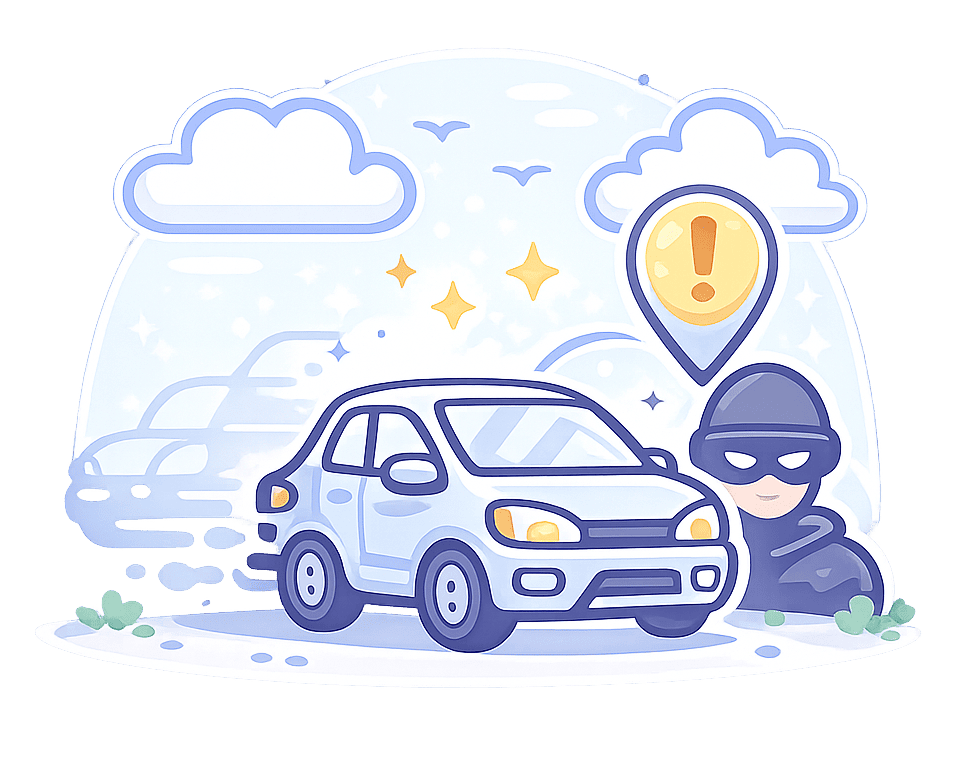 Theft of vehicle Stolen vehicle symbol.