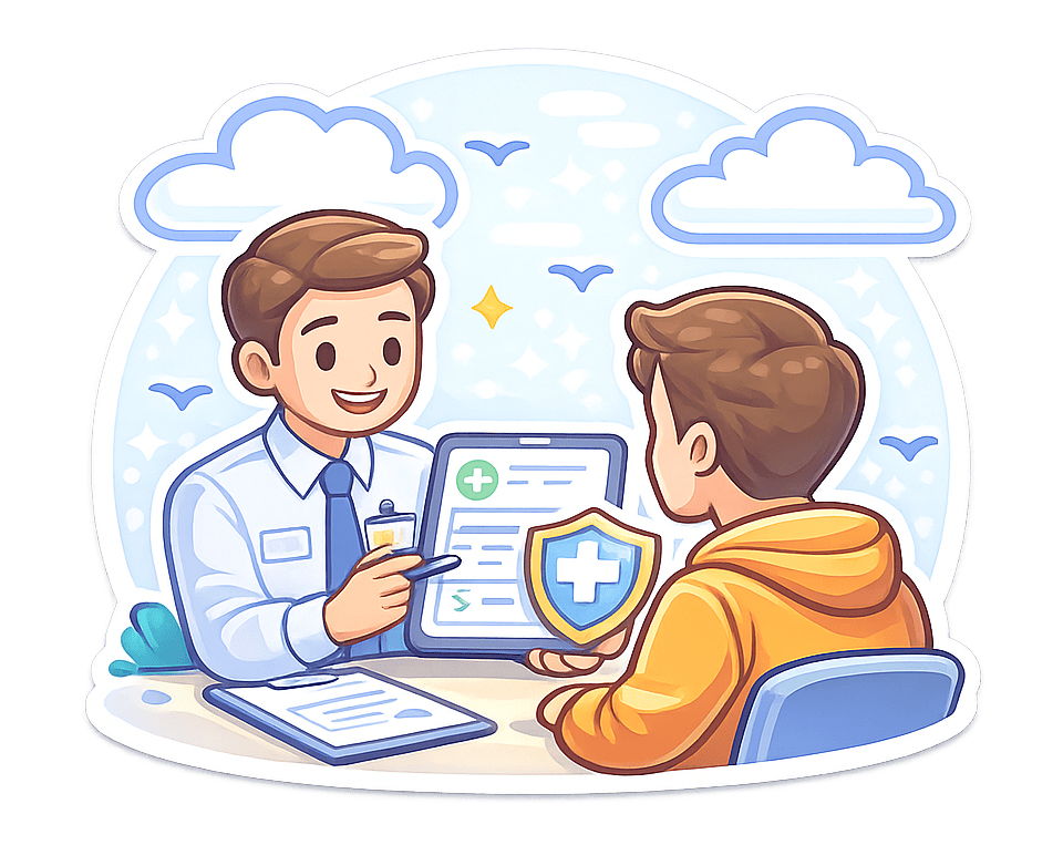 Agent reviewing coverage Insurance agent reviewing coverage options.