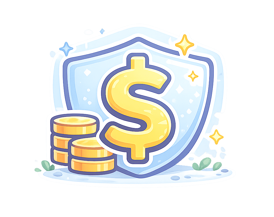 Deductible dollar symbol Dollar symbol representing an insurance deductible.
