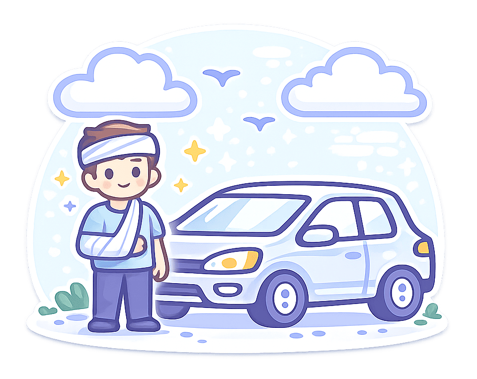 Injured driver or passenger Injured person after a vehicle accident.