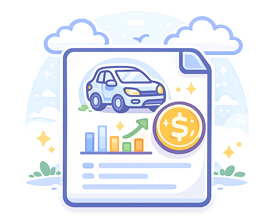 Vehicle value document Document showing vehicle value information.